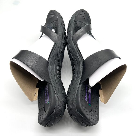 Skechers Womens‎ Size 7M Reggae Caribbean Black Slip On Sandals Shoes - Picture 8 of 12